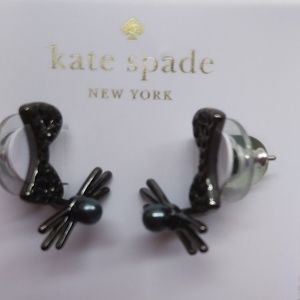 Kate Spade New Black Bow with Pearl Swivel Earring